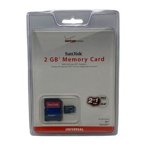 SanDisk 2GB microSD Memory Card with SD Adapter Verizon Wireless SDSDQ-2048-V11M